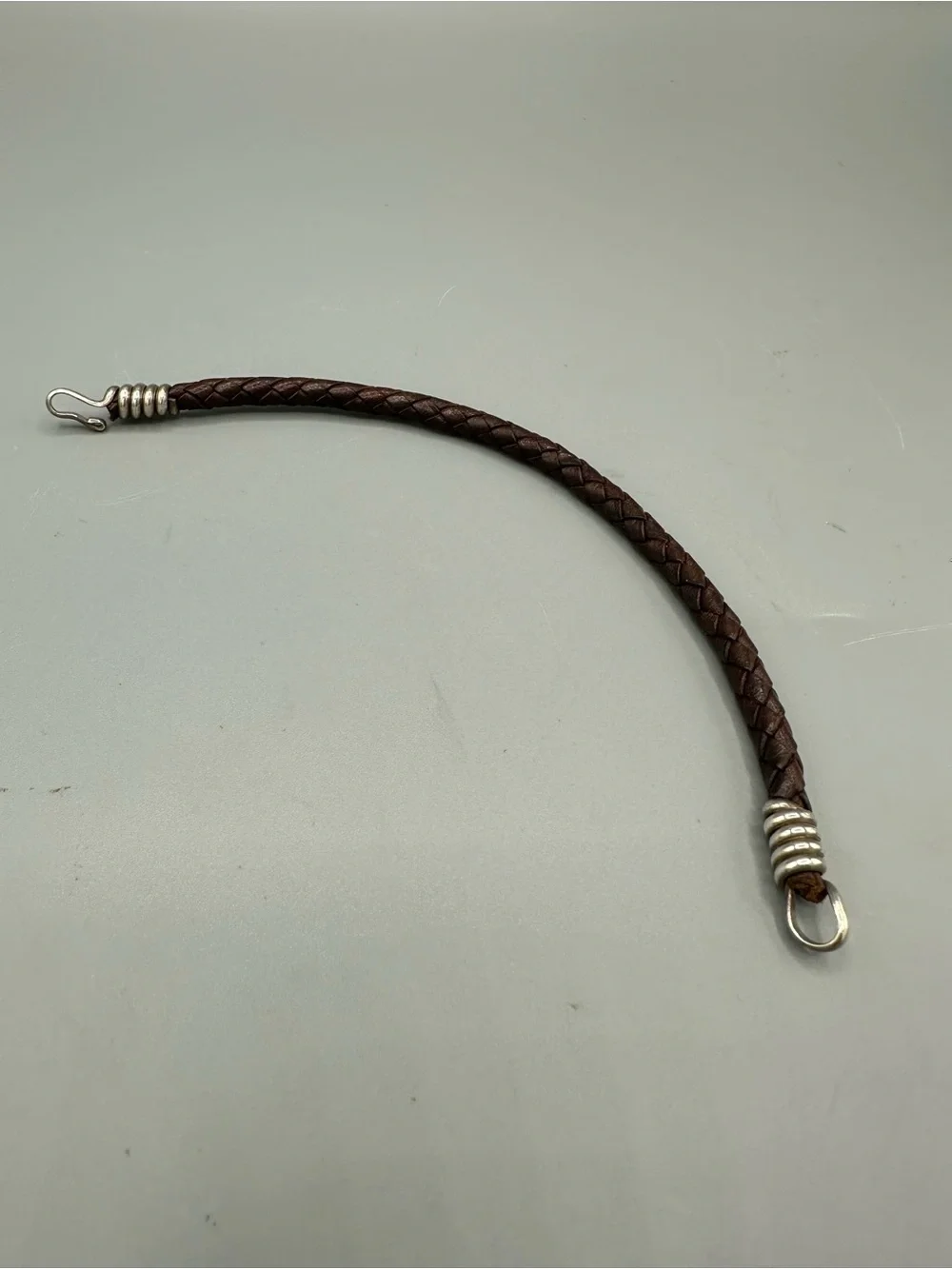 Braided Brown Leather Hook Clasp Bracelet - Unisex Boho Minimalist